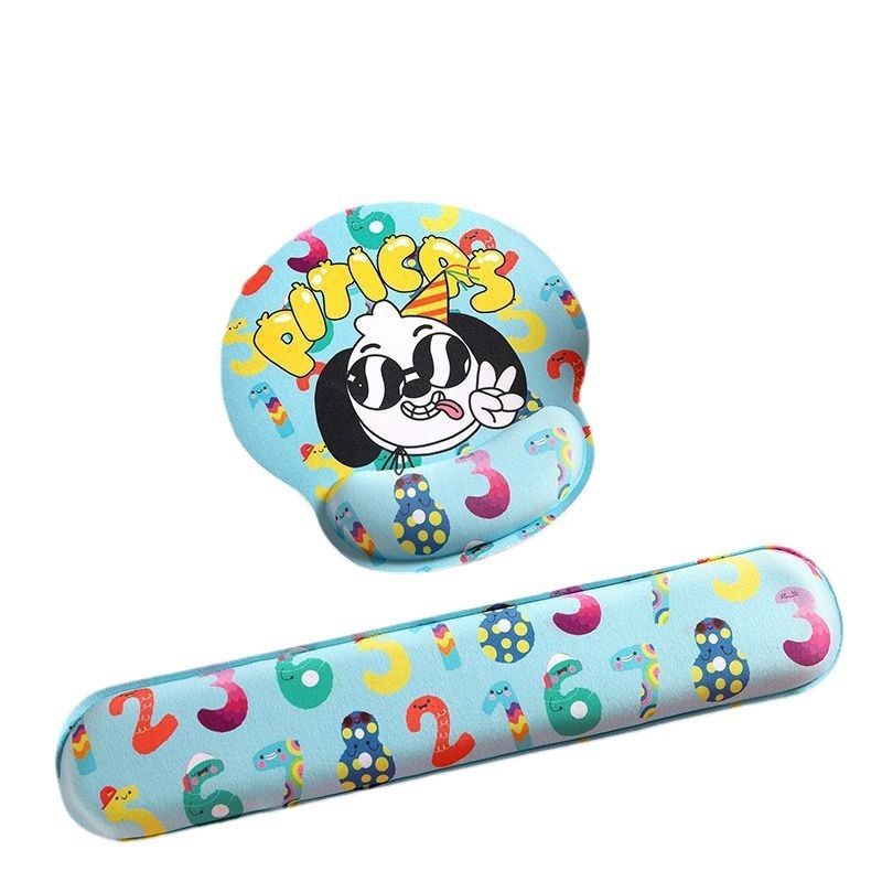 Podloga za miš s potporom za zglob, 3D memorijska pjena, lik psa u naočalama, za prijenosno računalo i tipkovnicu