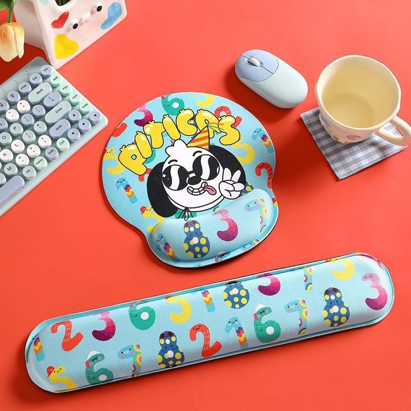 Podloga za miš s potporom za zglob, 3D memorijska pjena, lik psa u naočalama, za prijenosno računalo i tipkovnicu
