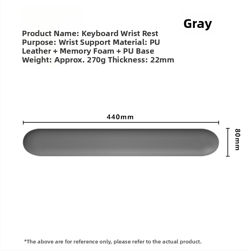 Rokas palikšanas spilventiņš tastatūras statīvam – PVC, vienpusējs, ūdensizturīgs, pretslīdīgs, nodilumizturīgs