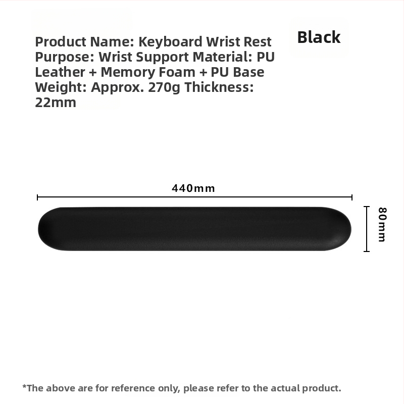 Rokas palikšanas spilventiņš tastatūras statīvam – PVC, vienpusējs, ūdensizturīgs, pretslīdīgs, nodilumizturīgs