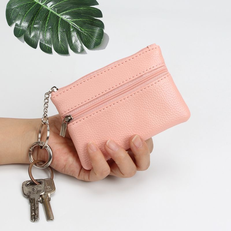 PU novčanik za kovance – Unisex mini novčanik s 1 preklopom, jednobojni uzorak, podstava od poliestera
