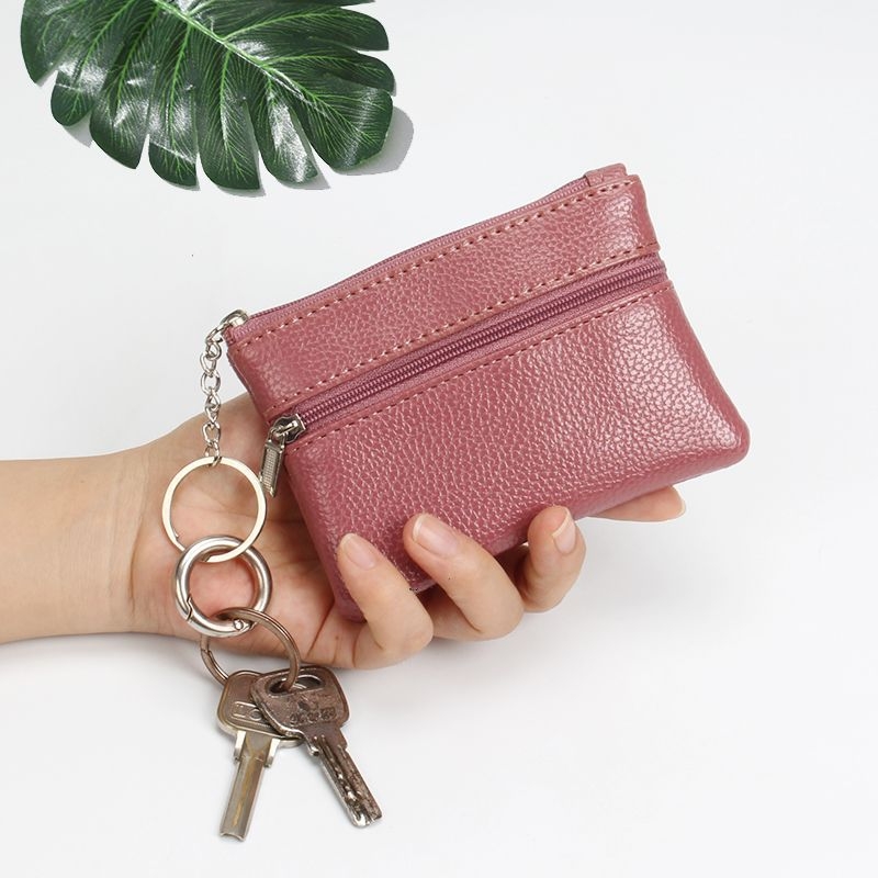 PU novčanik za kovance – Unisex mini novčanik s 1 preklopom, jednobojni uzorak, podstava od poliestera
