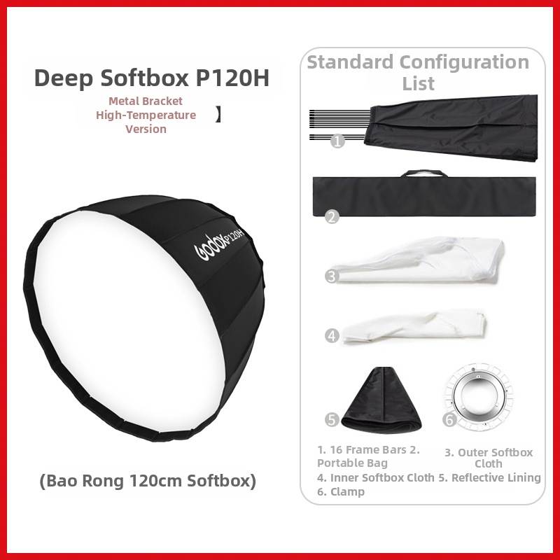 God Cow P120L Parabolic Soft Light Box pentru fotografie, material flocking, greutate 1,79 kg