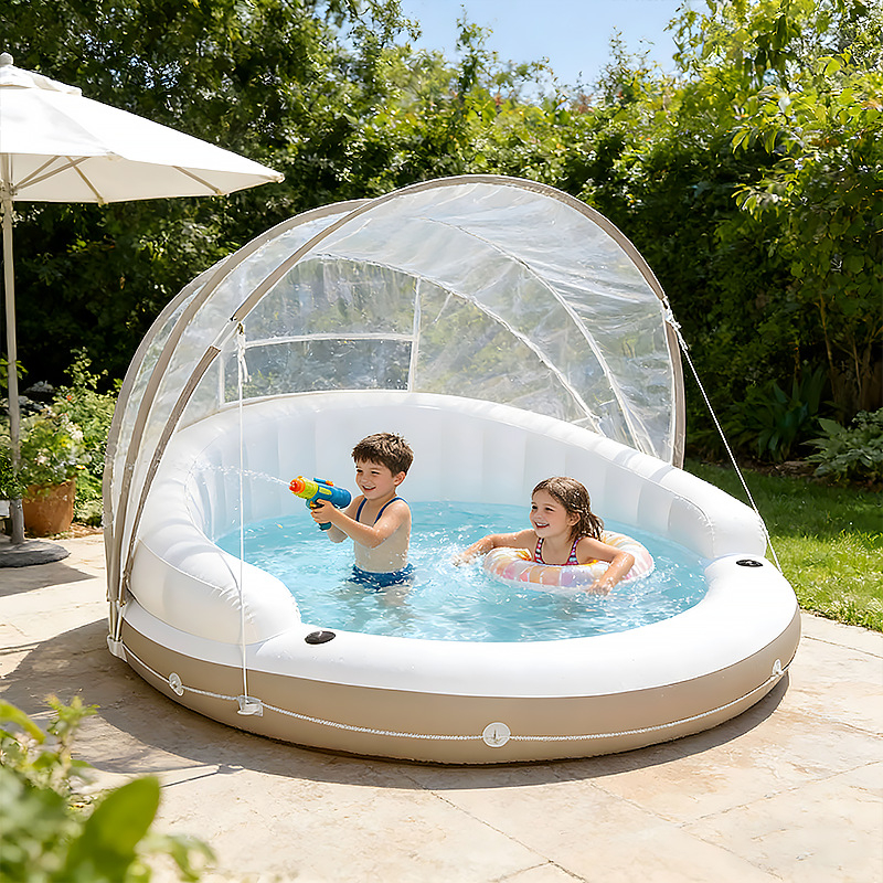 Saidhike Zypsc41648 надуваема лежанка за басейн – двойна облегалка, сенник, PVC екологично чист