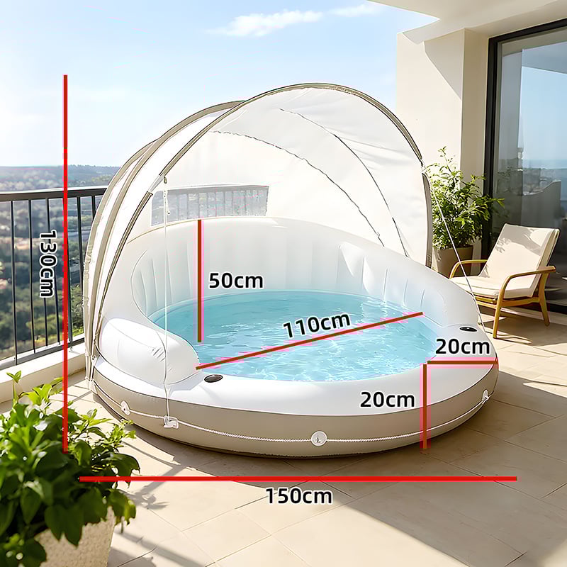 Saidhike Zypsc41648 надуваема лежанка за басейн – двойна облегалка, сенник, PVC екологично чист