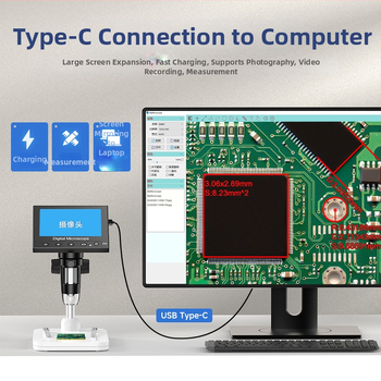 Digitālais palielināmais stikls remontam ar IPS HD displeju, pārnēsājams diagnostikas monitors mobilo tālruņu remontam