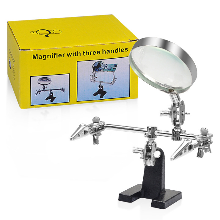 Σετ συγκόλλησης με alligator clip και μεγεθυντικό φακό για επισκευή PCB, μάρκα Shunda, μοντέλο shunda-10
