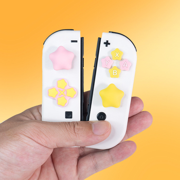 Silikónové nálepky na tlačidlá pre Nintendo Switch Joy-Con a Switch Lite, Model 308 Hviezdičkové tlačidlá, kryty D-Pad a rocker