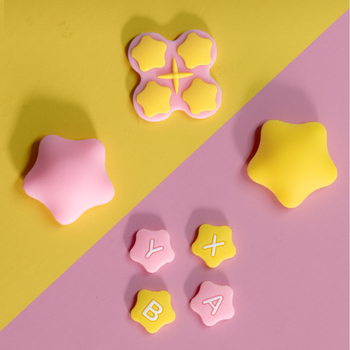 Silikónové nálepky na tlačidlá pre Nintendo Switch Joy-Con a Switch Lite, Model 308 Hviezdičkové tlačidlá, kryty D-Pad a rocker