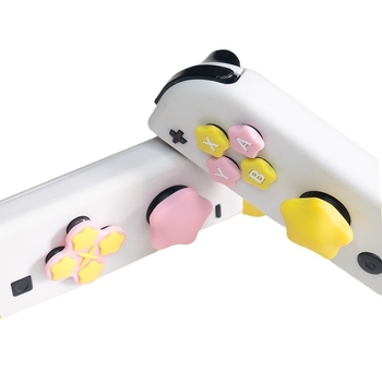 Silikónové nálepky na tlačidlá pre Nintendo Switch Joy-Con a Switch Lite, Model 308 Hviezdičkové tlačidlá, kryty D-Pad a rocker