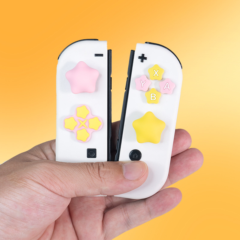 Silikónové nálepky na tlačidlá pre Nintendo Switch Joy-Con a Switch Lite, Model 308 Hviezdičkové tlačidlá, kryty D-Pad a rocker