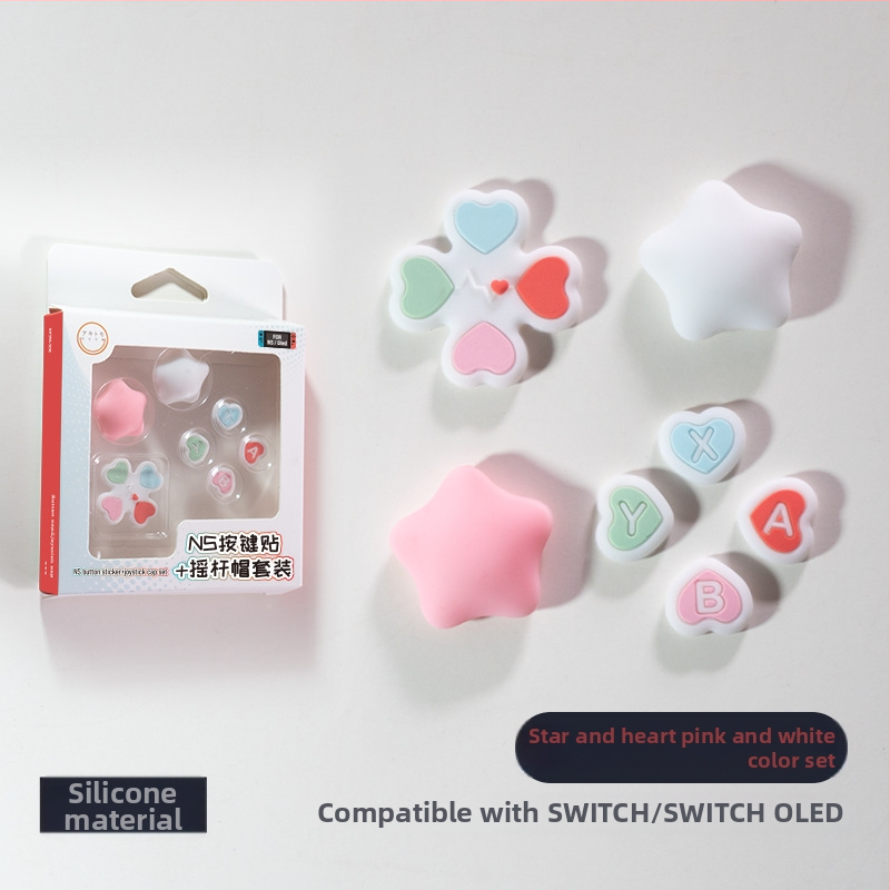 Silikónové nálepky na tlačidlá pre Nintendo Switch Joy-Con a Switch Lite, Model 308 Hviezdičkové tlačidlá, kryty D-Pad a rocker