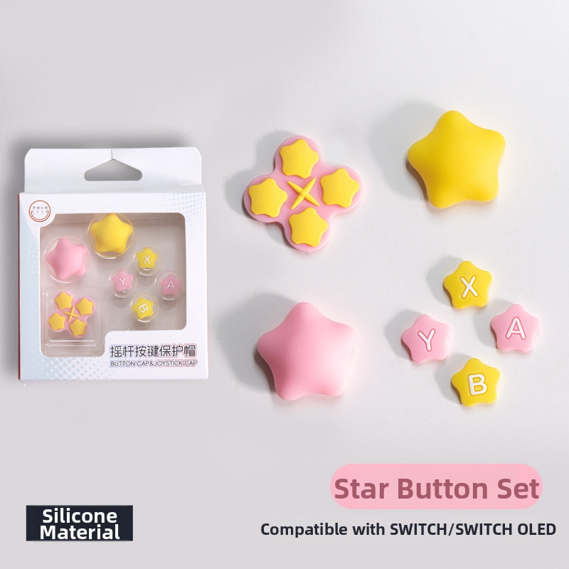 Silikónové nálepky na tlačidlá pre Nintendo Switch Joy-Con a Switch Lite, Model 308 Hviezdičkové tlačidlá, kryty D-Pad a rocker