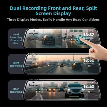 Automobilio DVR kamera su priekyje ir gale įrašymu, 1080p, 170° platus kampas, F1.8 diafragma, TF kortelės palaikymas