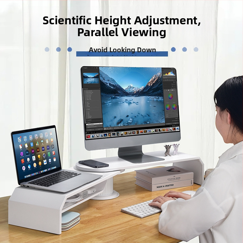 Διπλής οθόνης περιστρεφόμενη βάση ανύψωσης για υπολογιστή, φορητό και επιτραπέζιο monitor – μεταλλική, καθολική