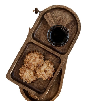 Drveni pladanj s odjeljcima, nepravilan oblik, retro stil, tiskanje logotipa, mogućnost prilagođavanja