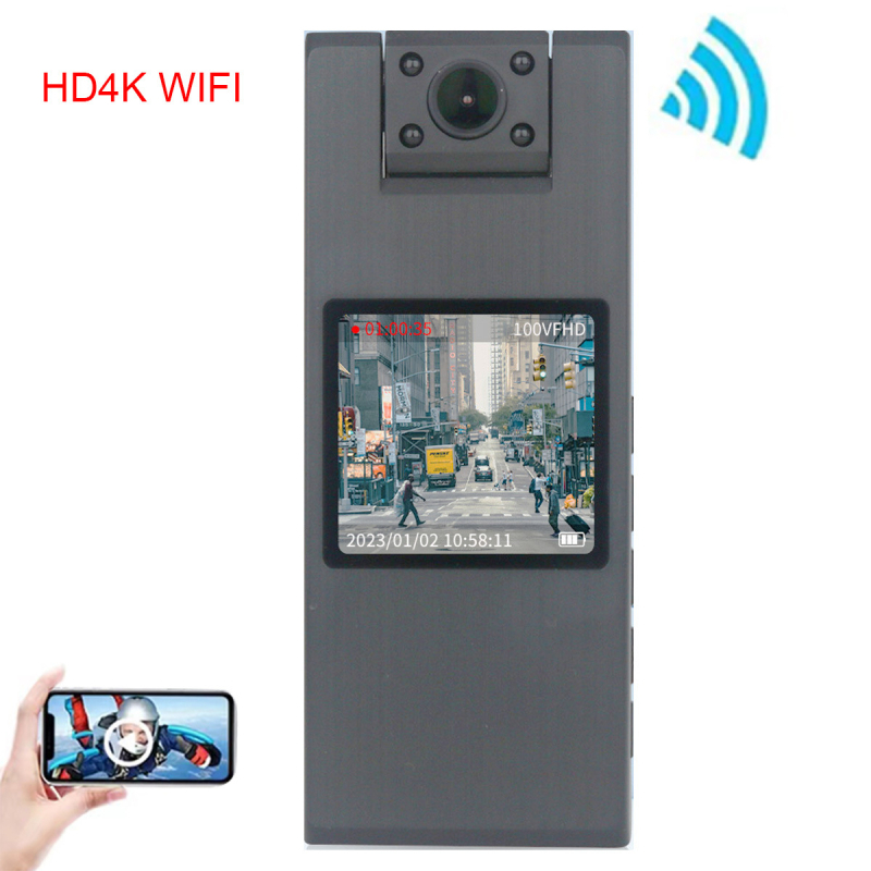 Teisėsaugos kūno kamera, 4K 2160P, 90° matymo kampas, Wi-Fi, USB/HDMI išvestis, palaiko TF kortelę iki 128 GB