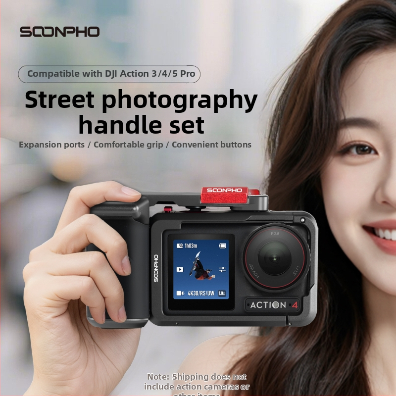 Metāla rāmis DJI Action5 Pro/4/3 ar rokturi ielu filmēšanai