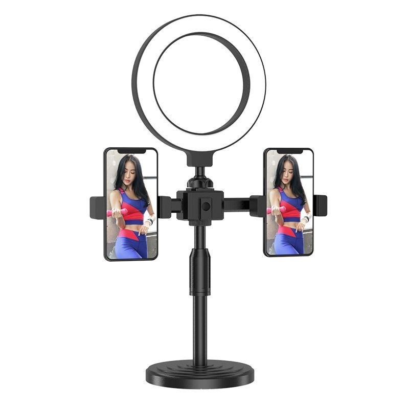 Suport de masă pentru telefon pentru streaming live, cu poziții reglabile pentru camere duale/triple; plastic, stil general