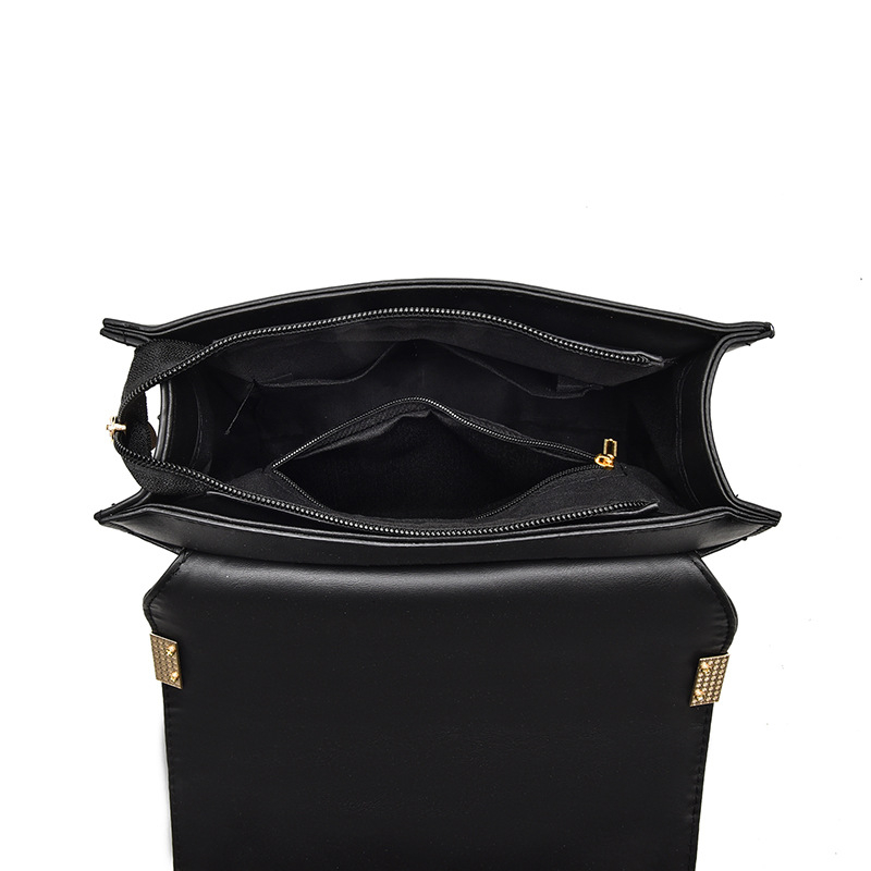 Geantă mică pătrată din PU, crossbody cu fermoar, siluetă orizontală, căptușeală poliester, buzunar interior cu fermoar