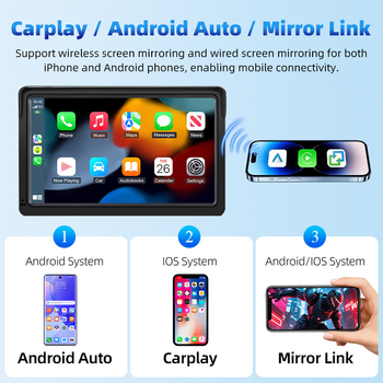 Bežični CarPlay prijenosni zaslon, Bluetooth FM, MP5 multimedija, HD zaslon, napajanje 12V za auto