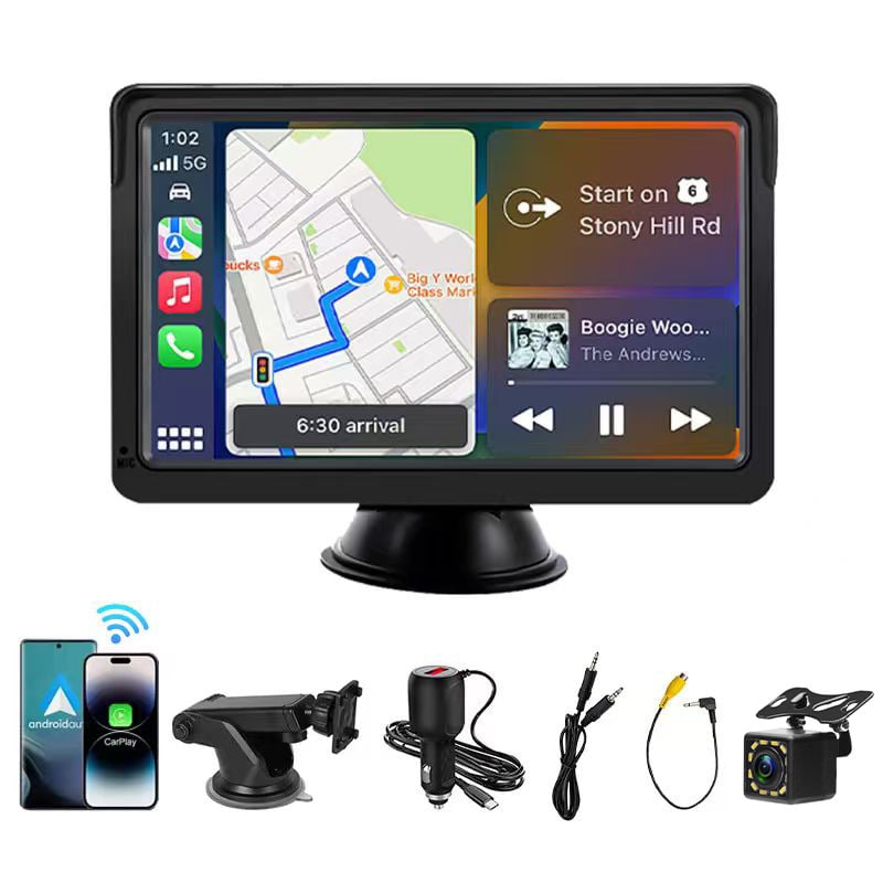 Bežični CarPlay prijenosni zaslon, Bluetooth FM, MP5 multimedija, HD zaslon, napajanje 12V za auto
