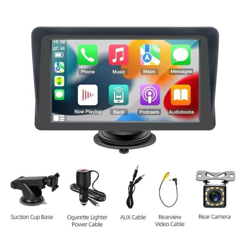 Bežični CarPlay prijenosni zaslon, Bluetooth FM, MP5 multimedija, HD zaslon, napajanje 12V za auto