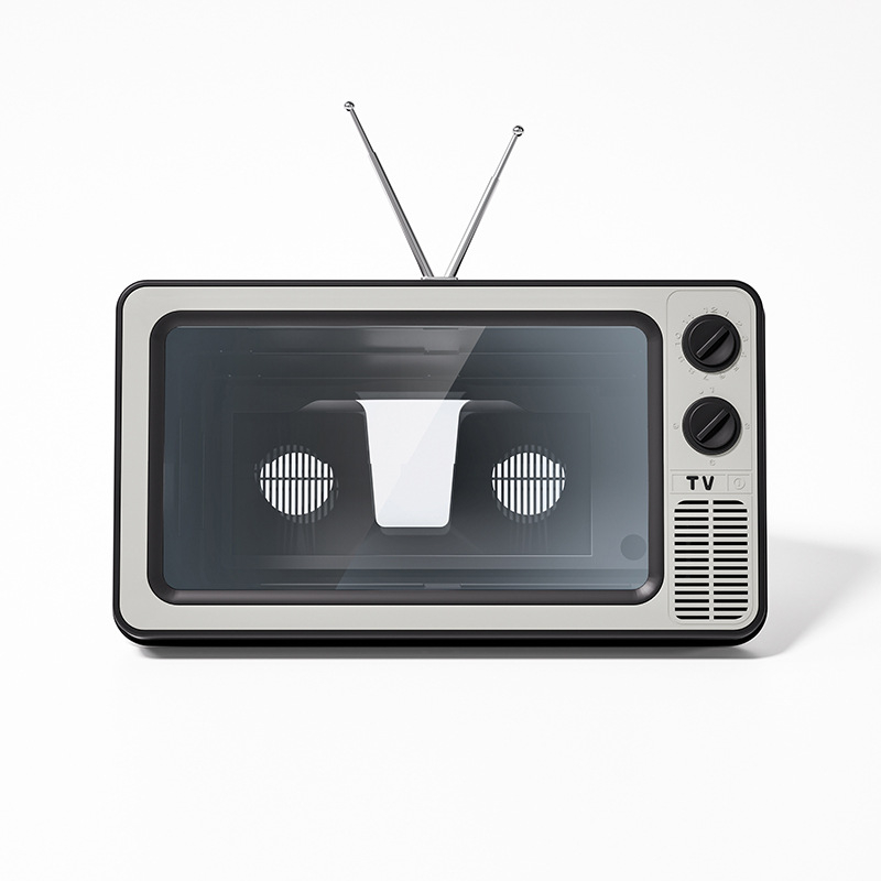 Minso Power Držač za Povećanje Zaslona za Mobitel, Retro TV Stil, ABS + Fresnel Leća, Stolni Držač, Podrška Prilagodbi
