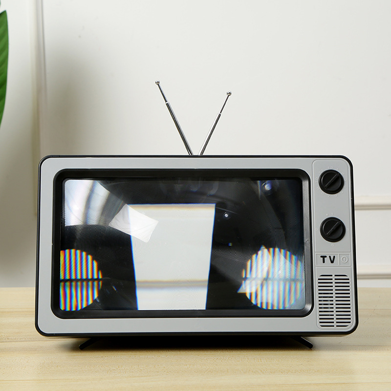 Minso Power Držač za Povećanje Zaslona za Mobitel, Retro TV Stil, ABS + Fresnel Leća, Stolni Držač, Podrška Prilagodbi