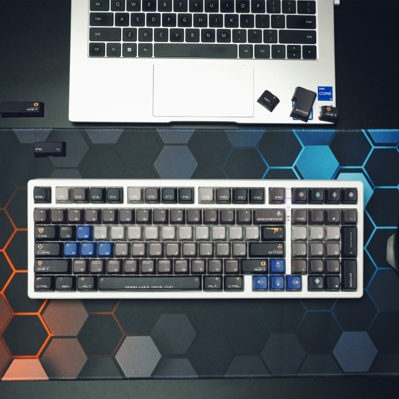XVX Fearless Contract – Tema Aurora, Set capace taste, Material PBT+PC, 125 taste, Iluminare RGB, Sublimație în două culori, Compatibil cu switch-uri MX