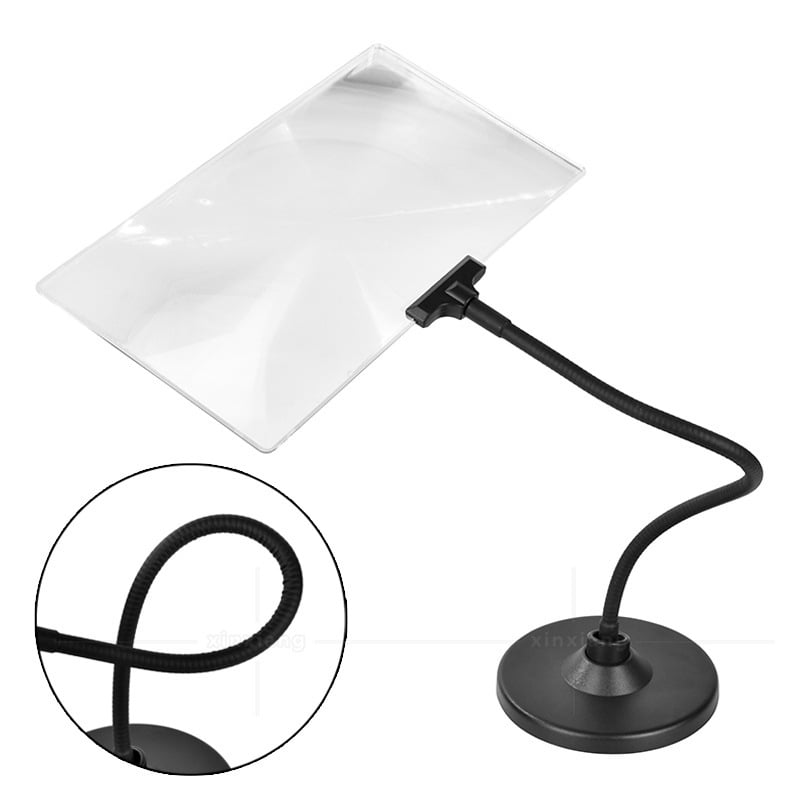 Επιτραπέζιος μεγεθυντικός φακός με μεταλλικό εύκαμπτο βραχίονα, 4x μεγέθυνση, μεγάλο τετράγωνο καθρέπτης, HD για ανάγνωση και επιθεώρηση
