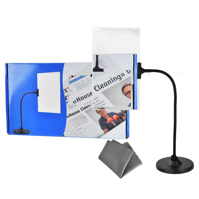 Επιτραπέζιος μεγεθυντικός φακός με μεταλλικό εύκαμπτο βραχίονα, 4x μεγέθυνση, μεγάλο τετράγωνο καθρέπτης, HD για ανάγνωση και επιθεώρηση