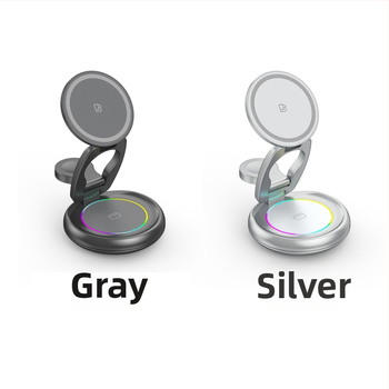 Kovový otočný bezdrôtový nabíjač pre iPhone 17 — magnetický držiak, 3 v 1, rýchle nabíjanie PD, výstup 15W+3W+2.5W (celkový výkon 20W)