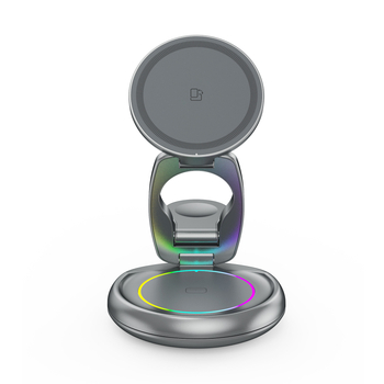 Încărcător wireless rotativ din metal pentru iPhone 17 — suport magnetic 3-în-1, încărcare rapidă PD, ieșire 15W+3W+2.5W (putere totală 20W)