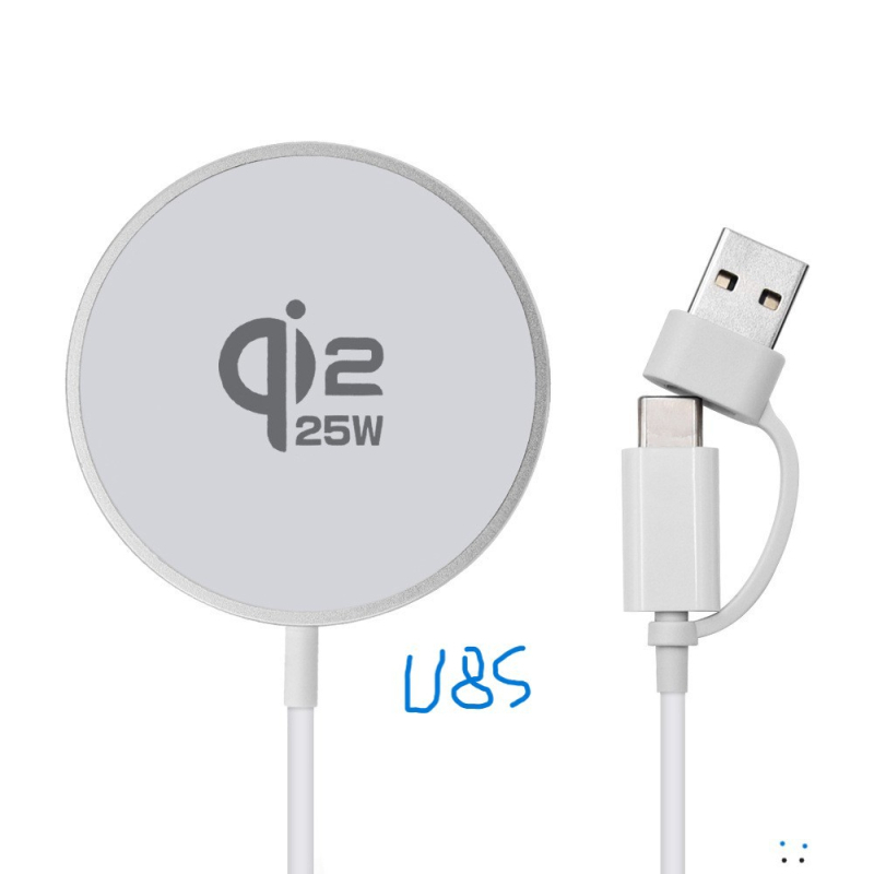 Magnetski bežični punjač 25W s PD i Qi 2.2 – metalno kućište, izlaz 3A