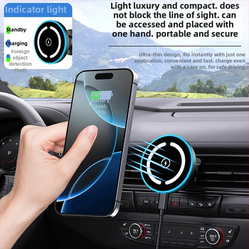 Suport auto pentru telefon cu încărcător MagSafe wireless de 15W, magnetic, USB-C, compatibil cu Apple 17 încărcător