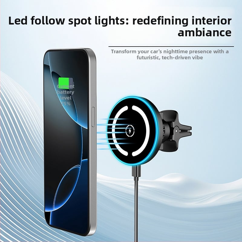 Suport auto pentru telefon cu încărcător MagSafe wireless de 15W, magnetic, USB-C, compatibil cu Apple 17 încărcător