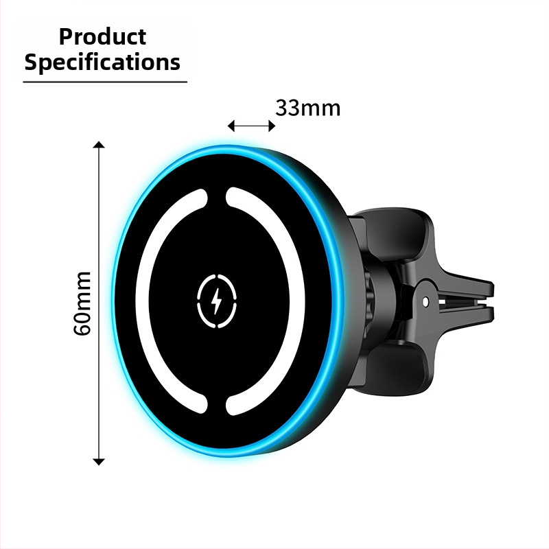 Suport auto pentru telefon cu încărcător MagSafe wireless de 15W, magnetic, USB-C, compatibil cu Apple 17 încărcător