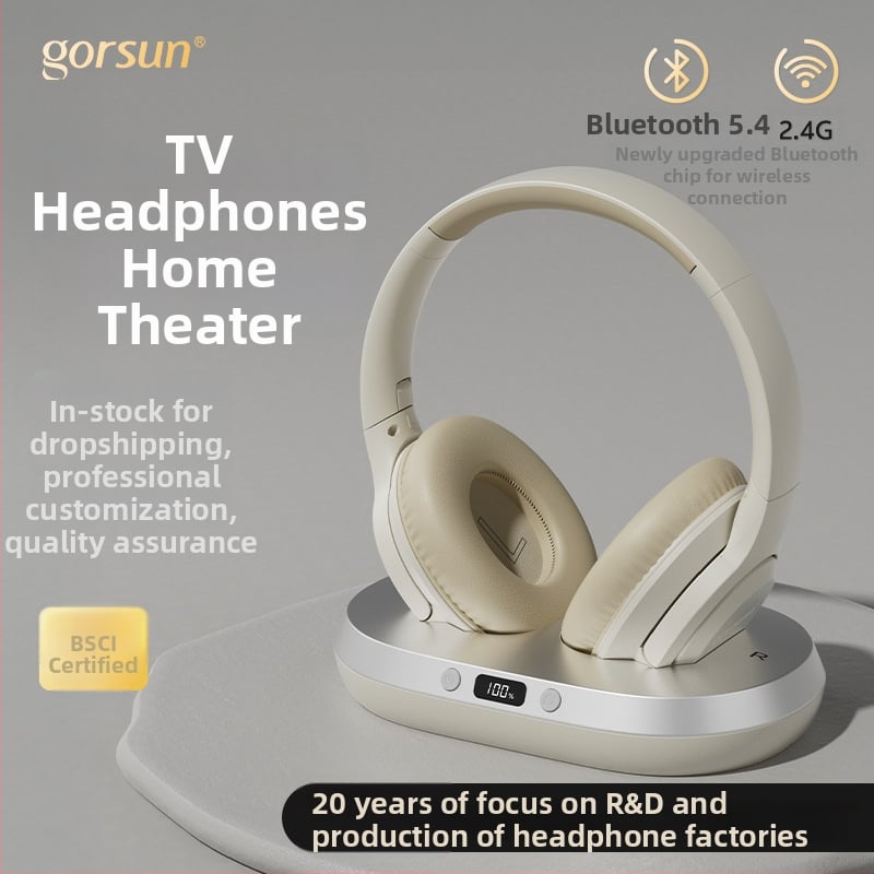 Ασύρματα ακουστικά τηλεόρασης 2.4G, κράνος για προβολή τηλεόρασης με μικρόφωνο, USB και 3,5 mm βύσμα, εύρος 20–20 kHz