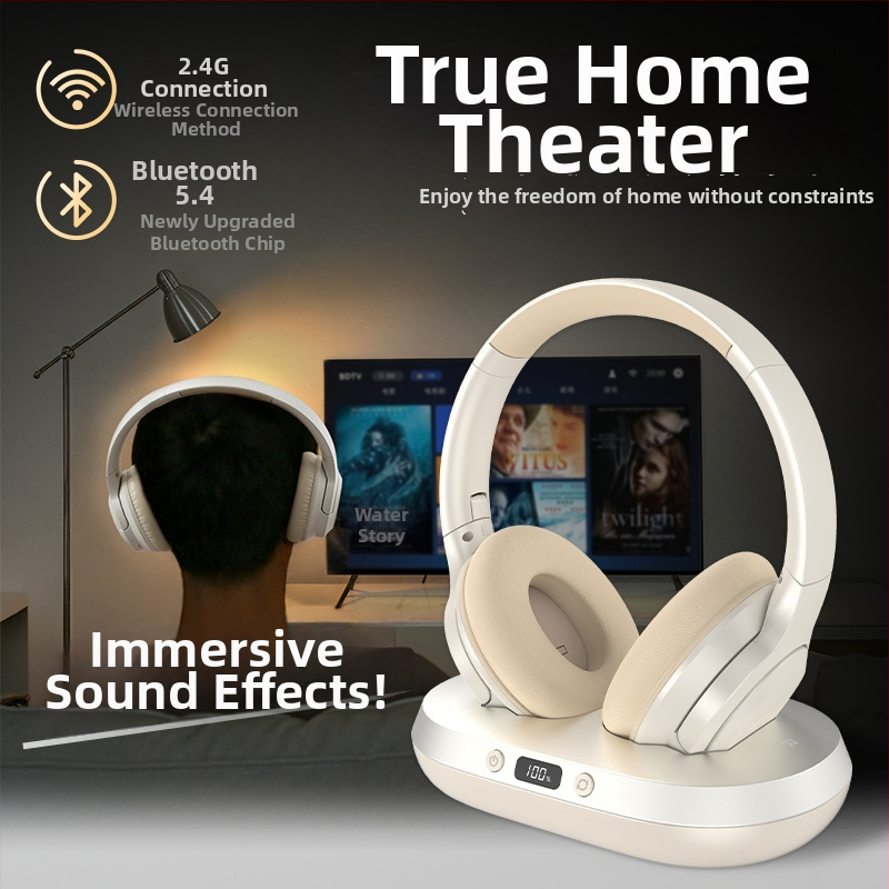 Ασύρματα ακουστικά τηλεόρασης 2.4G, κράνος για προβολή τηλεόρασης με μικρόφωνο, USB και 3,5 mm βύσμα, εύρος 20–20 kHz