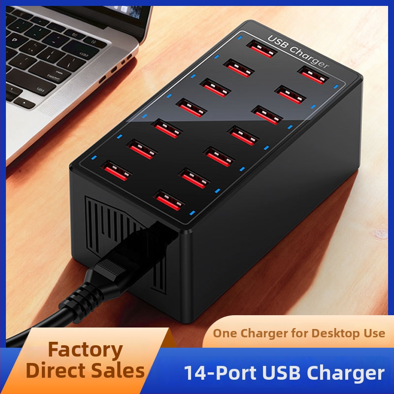 Hub USB cu 14 porturi, stație de încărcare pe birou, 5V pe port, 105W în total, încărcare universală rapidă