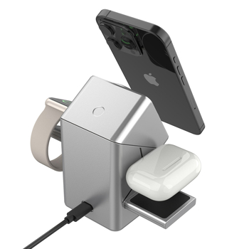 Suport de birou cu cub Rubik rotativ și încărcare wireless magnetică – lampă de noapte 3 în 1 (PD, Qi, 15W, 3A)