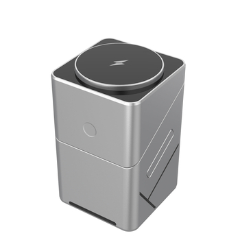 Suport de birou cu cub Rubik rotativ și încărcare wireless magnetică – lampă de noapte 3 în 1 (PD, Qi, 15W, 3A)