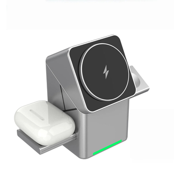 Suport de birou cu cub Rubik rotativ și încărcare wireless magnetică – lampă de noapte 3 în 1 (PD, Qi, 15W, 3A)