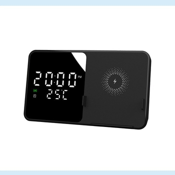 Sklopivi 15W bežični punjač za stolnu upotrebu s satom, prikazom temperature i alarmom – magnetsko punjenje, QC3.0