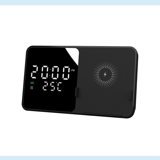 Sklopivi 15W bežični punjač za stolnu upotrebu s satom, prikazom temperature i alarmom – magnetsko punjenje, QC3.0