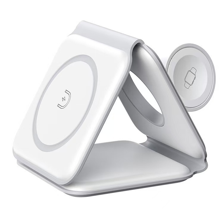 Tri v jednom MagSafe bezdrôtový nabíjač pre Apple zariadenia, skladací magnetický stojan, 15W, QC4.0, 2A
