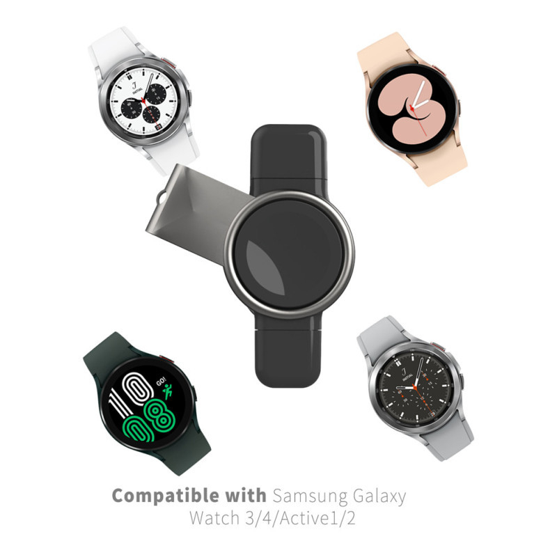 Bežični punjač za Samsung Galaxy Watch – USB-C, magnetsko punjenje, QC3.0 brzo punjenje, 0,5–1 A, 3 W