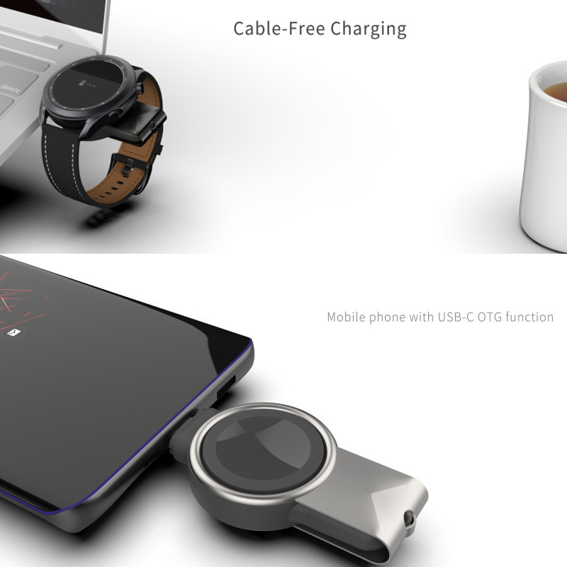 Bežični punjač za Samsung Galaxy Watch – USB-C, magnetsko punjenje, QC3.0 brzo punjenje, 0,5–1 A, 3 W