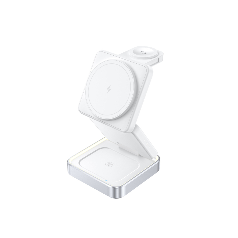 Ασύρματος φορτιστής 3-σε-1 με μαγνητική φόρτιση Qi, 15W γρήγορη φόρτιση για συσκευές Apple, πτυσσόμενη βάση